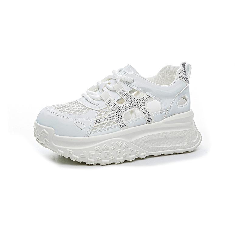 Hollow and breathable mesh dad shoes for women 2025 summer new thick-soled versatile casual sports super fire little white shoes for women