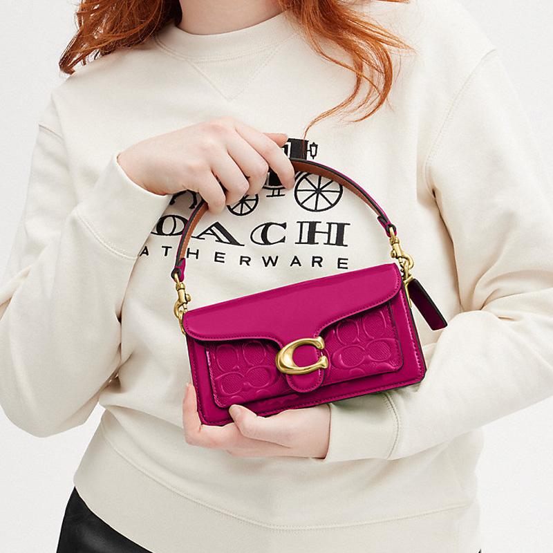 Coach Geprägtes Buchstabenlogo Tabby 20 Klappe Beschläge Druckknopf Multifunktionale Tasche Lackleder Umhängetasche Handtasche Schultertasche Damen Taschen CM556-B4MJ