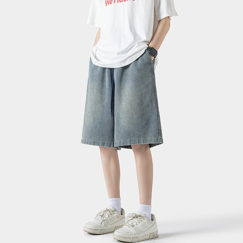 

Дизайнерские мешковатые джинсовые брюки-щипки для мужчин, летние, подростковые, японские, повседневные, универсальные 3XL