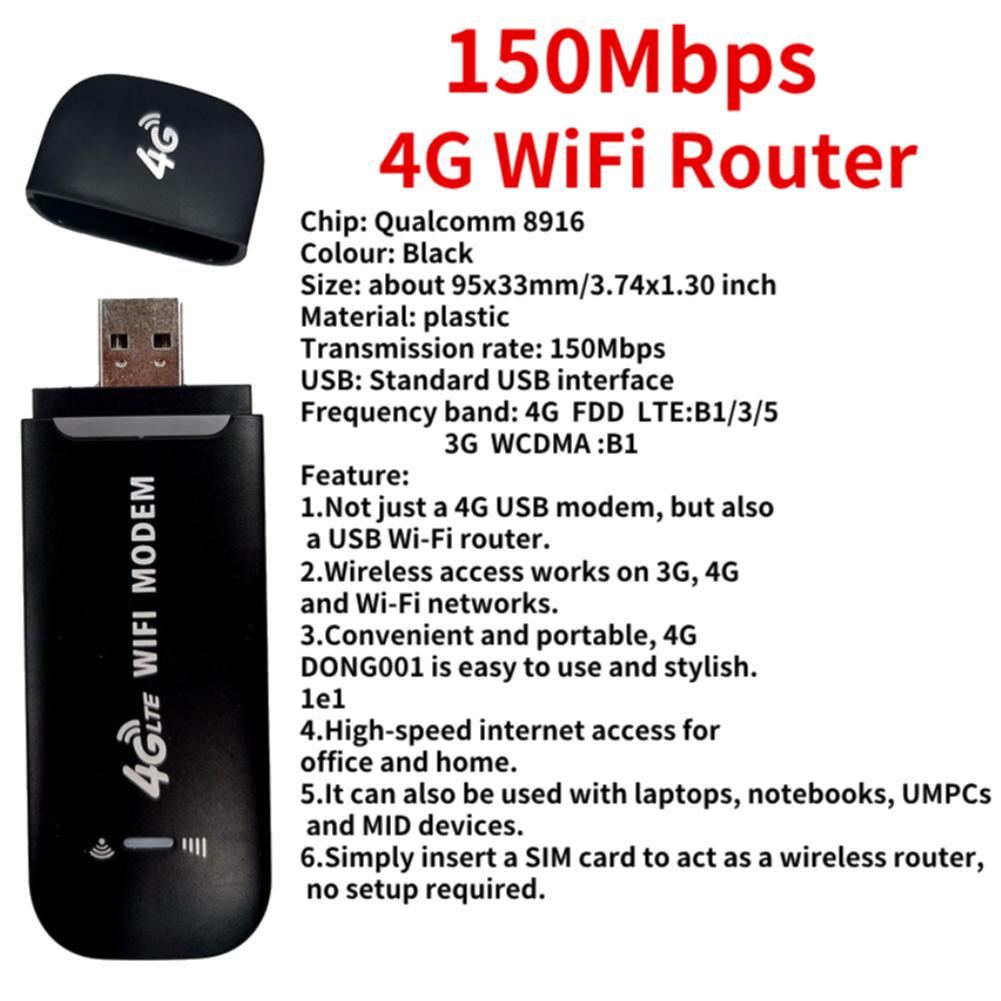 4G LTE Wireless USB Dongle Mobile Broadband 150Mbps Modem Stick 4G Sim Card Wireless Router Home Office Wireless WiFi Adapter