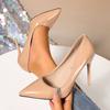 Fashion High-heeled Pumps Women Spring Autumn Shallow Mouth Single Shoes Apricot Thin Heeled Ladies Dress Pointed Fashion Women's Shoes