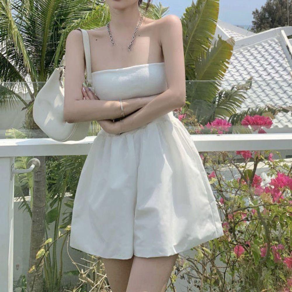 Sleeveless Strapless Jumpsuit Shorts Wide Leg High Waisted Clothing Party