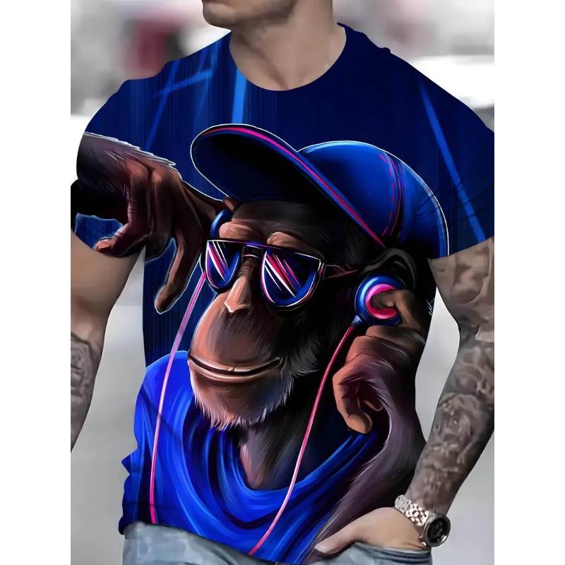 Funny Animal Graphic 3D Printed T-shirt For Men Causal Short Sleeve Oversized Pullover T-shirt Top Men's Tees Outdoor Clothing