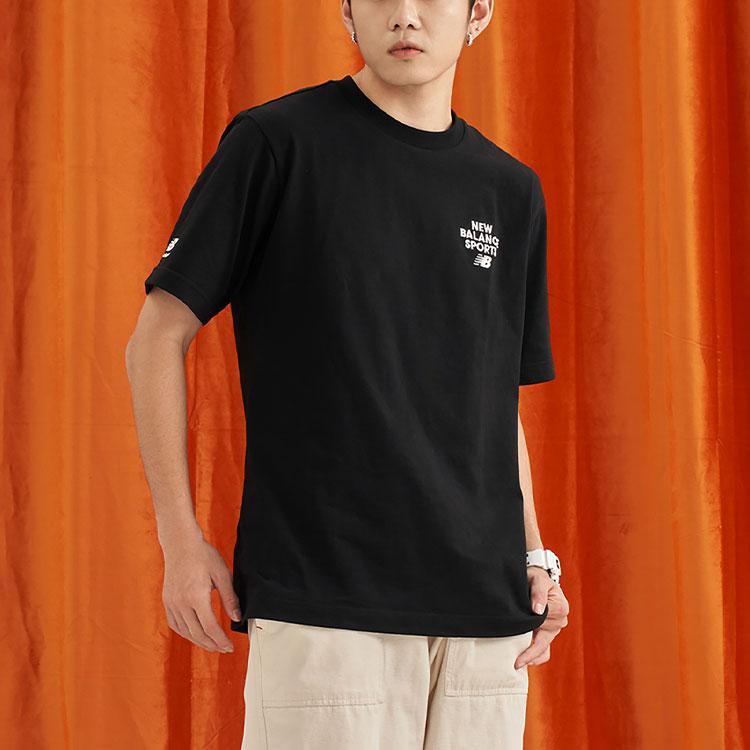 New Balance Drop Shoulder Sleeve T Shirt Unisex Black 5ED12093-BK
