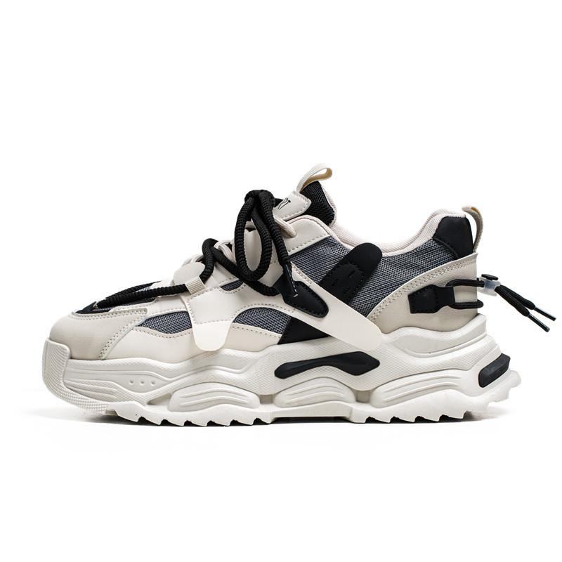 Spring and summer new mesh breathable dad shoes non-slip soft sole inner height increase thick sole high top casual sports shoes