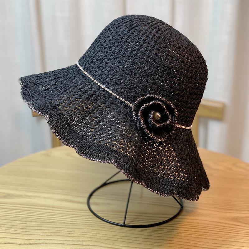 Korean Style Summer Wave Edge Floral Hollow Breathable Sunshade Fisherman Hat For Women