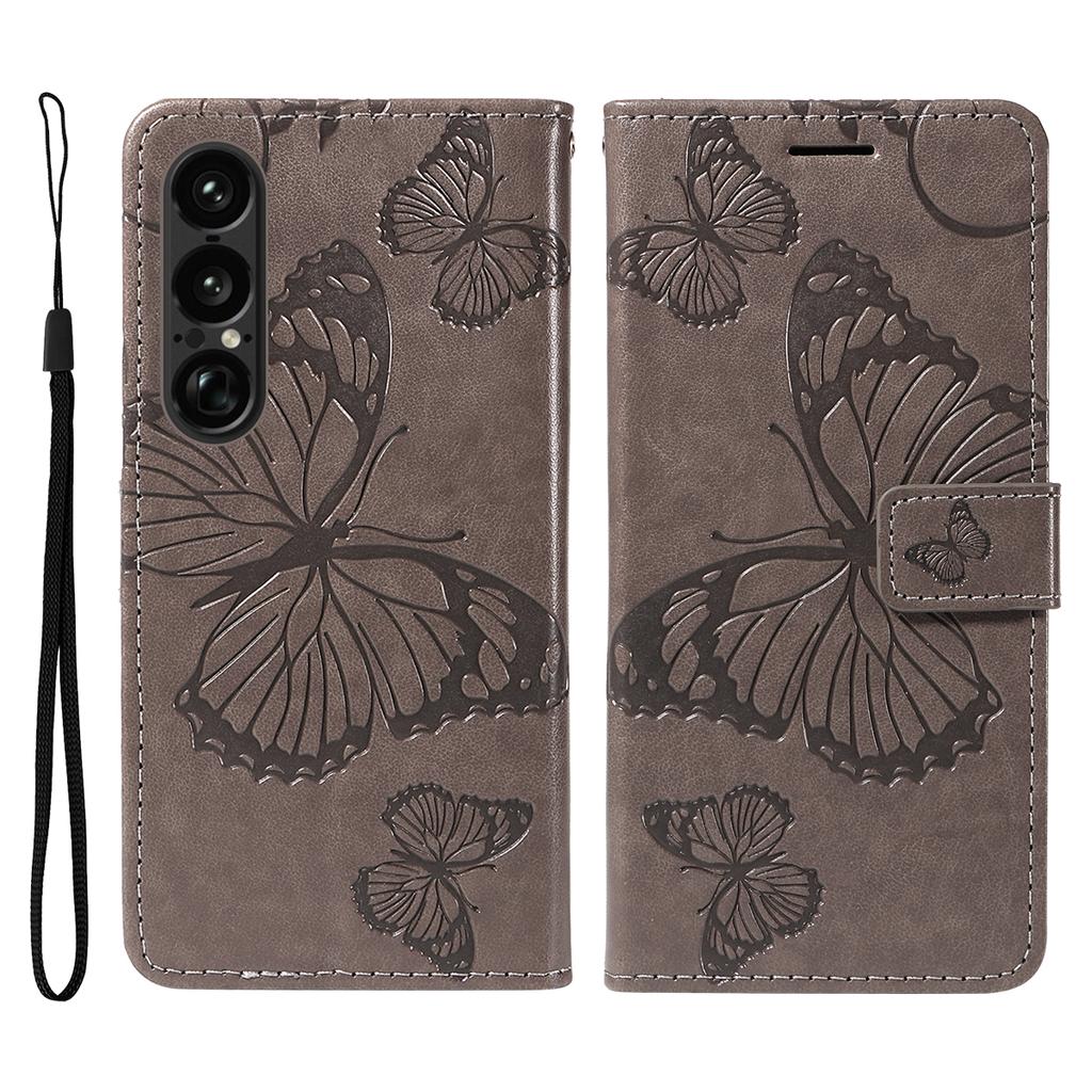For Sony Xperia 1 VII Wallet Case Floral Butterfly Imprinted Leather Phone Cover Stand