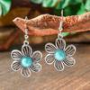 Vintage Earrings Silver Geometric Turquoise Drop Earrings Bohemian Dangle Jewelry for Women