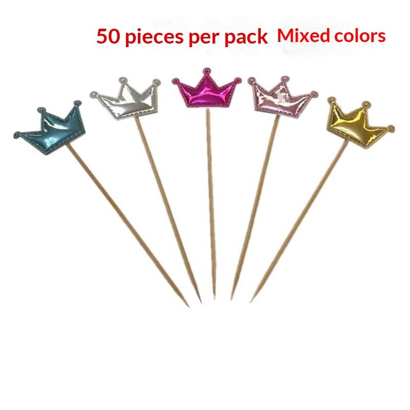 50Pcs Mini Heart Star Cupcake Topper Happy Birthday Cake Flag Decorating Baby Shower Birthday Party Cake Toppers Wedding Supply