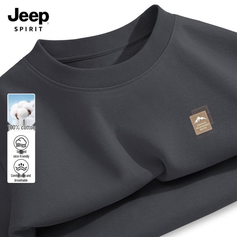 JEEP SPIRIT Men's 2026 New Printed Cotton Long Sleeve T-Shirt