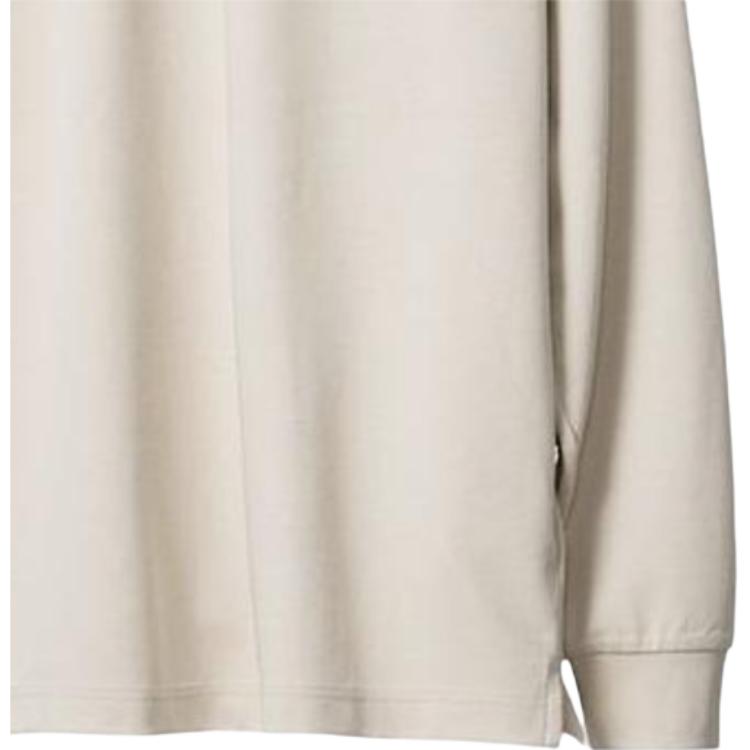 Uniqlo SS24 U Series Solid Color Basic Blended Crew Neck Long Sleeve T-Shirt Men Tops Light-Beige 465193-30