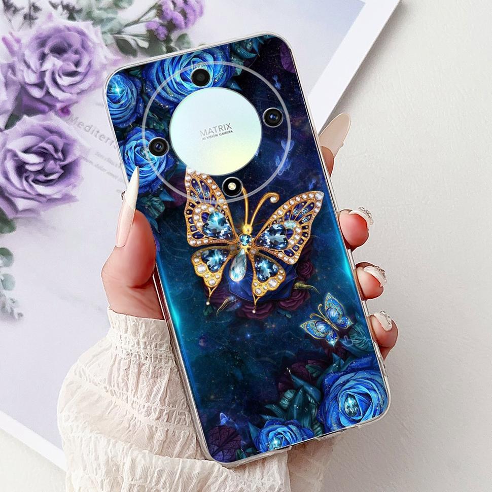 For Honor X9b 5G Case Flowers Butterfly Painted Cover Soft Silicone Casing For Honor X9 X9 b HonorX9b 5G Phone Case