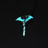 Vintage  Luminous Flying Dragon Cross Pendant Necklace For Men Women Punk Glow In Dark Animal Choker Halloween Jewelry