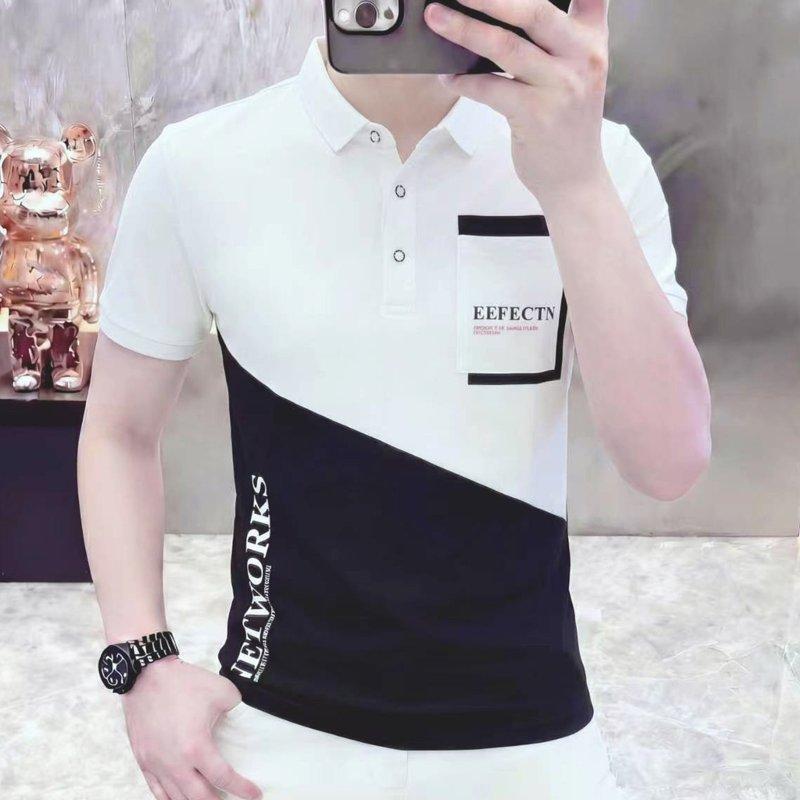 Summer Lapel Collar Short Sleevet Men spolo Personalized Printed Trendy M