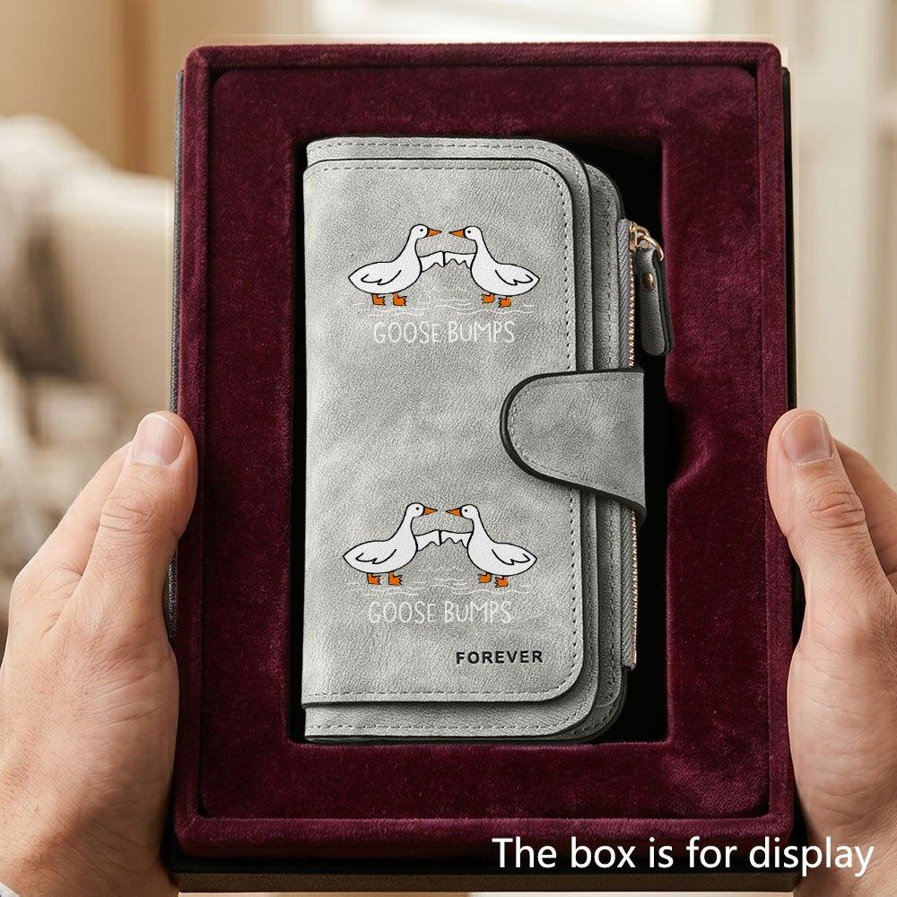 Cute goose design men's large-capacity wallet with business card slot and cash pocket, suitable for formal occasions and office use, a gift for