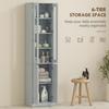Tall Bathroom Storage Cabinet, 6-Tier Slim Bathroom Cabinet with Adjustable Shelf, 4 Soft-Close Doors, Dusty Blue
