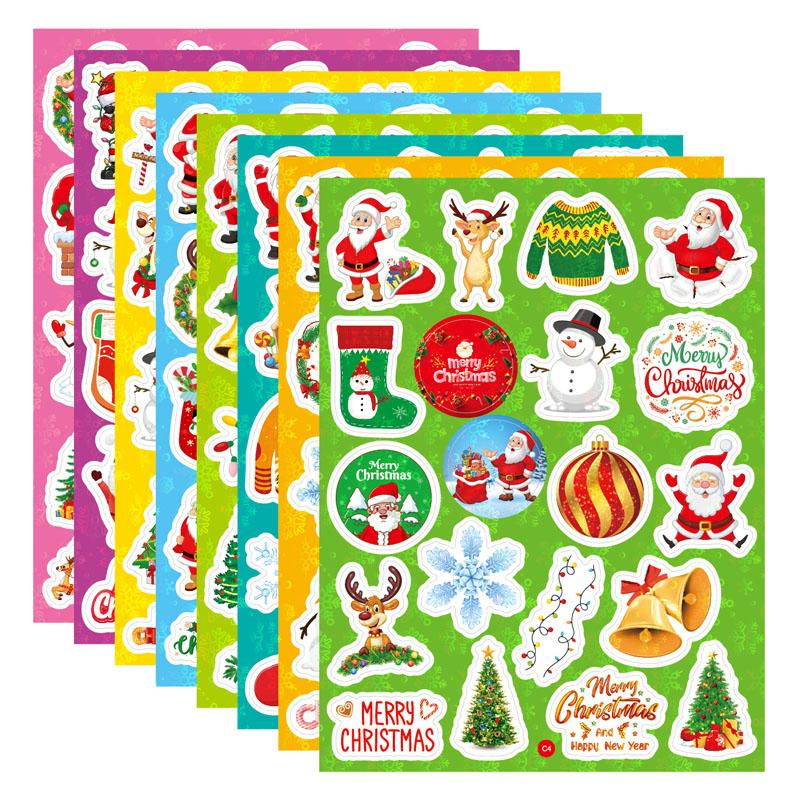 160pcs 8 Sheets Christmas Halloween Easter Stickers Laser Bunny Egg Cartoon Holographic Waterproof Removable Vinyl Sticker Decor