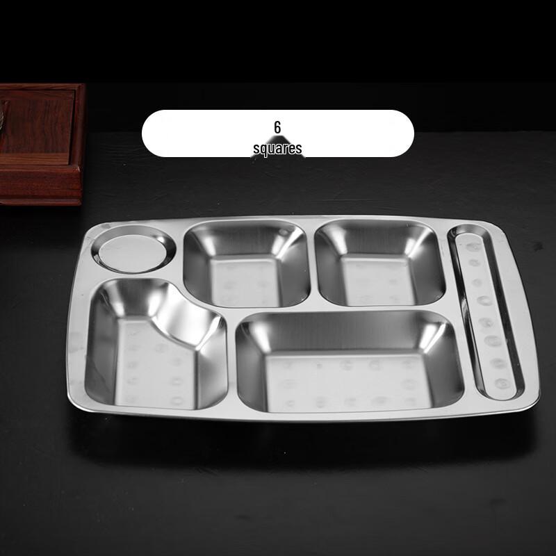 Yunka Compartmented Stainless Steel Meal Tray 6 Compartments