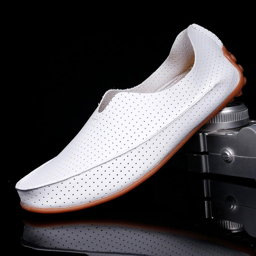 Pánské Boty Ležérní Luxusní Značka Léto Pánské Mokasíny Pravá Kůže Mokasíny Lehké Prodyšné Nazouvací Lodní Boty