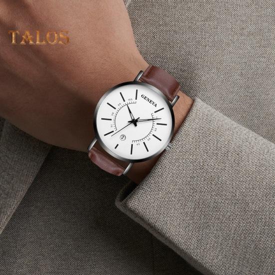 

Мужские кварцевые часы с круглым циферблатом, календарем, ремешком из искусственной кожи, без задержки, проверка времени, высокая точность, ежедневные наручные часы, часы чёрный/синий