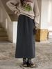 Yimeng 2025 Elegant Dark Gray Wool Half Skirt - Autumn/Winter Korean Style