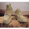 High-top Men's Workwear Style Outdoor Hiking Winter Fleece-lined Cotton Shoes, Safety Work Martin Boots.