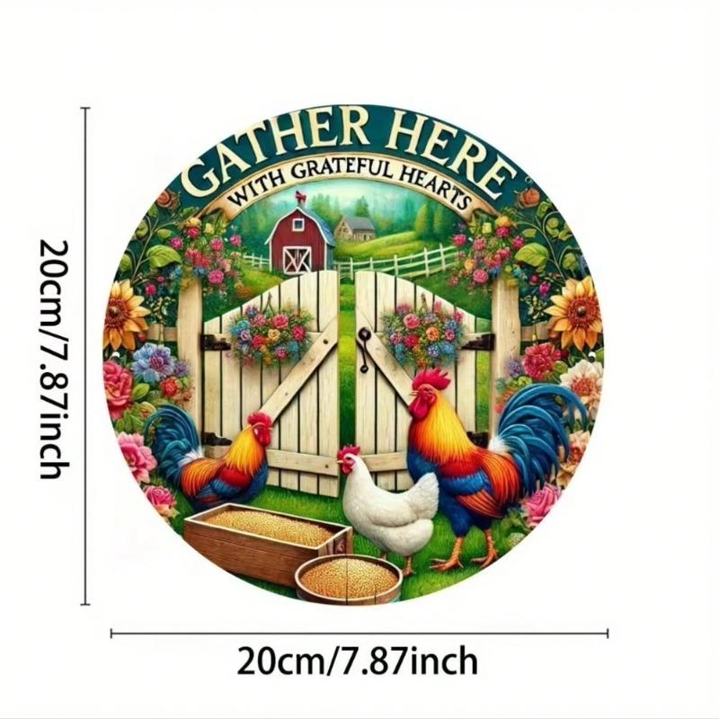 Rooster Metal Tin Sign Farmhouse Wall Art Rustic Decor