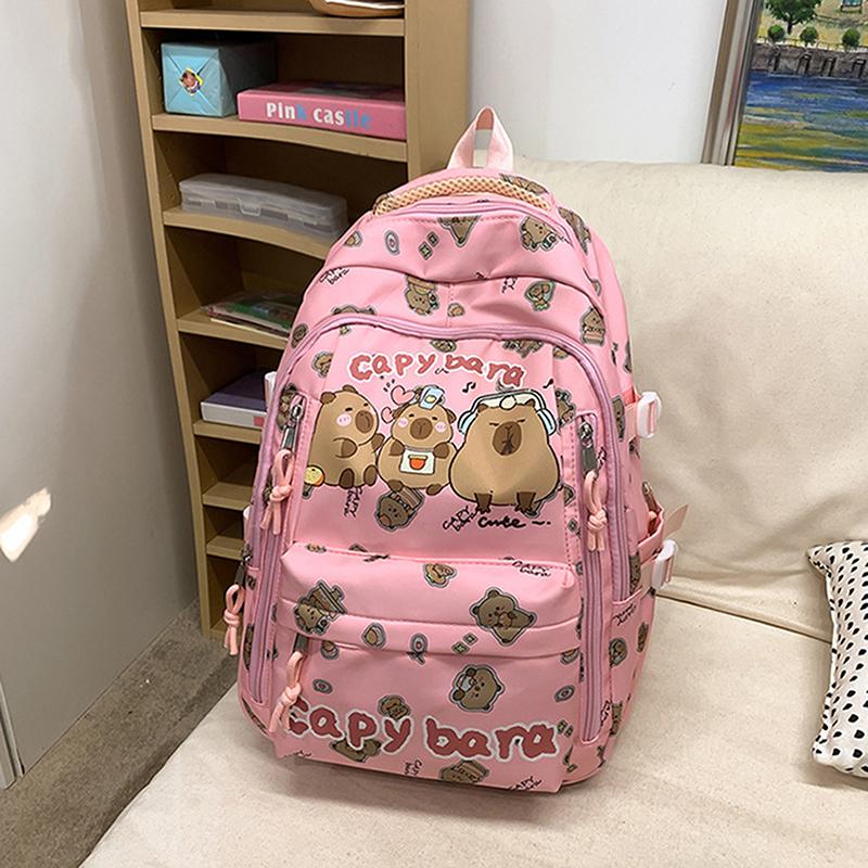 

Милый рюкзак-капибара мультяшный рюкзак большой вместимости для девочек, мальчиков, студентов, подростков, детские ранцы для начальной школы