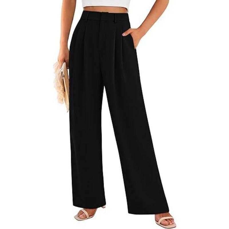 Women High Waist Straight Leg Loose Business Casual Wide Leg Suit Pants