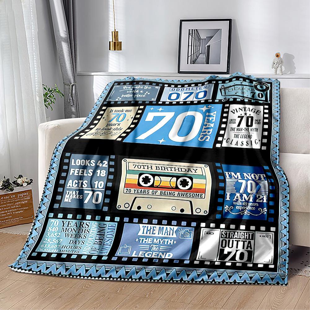70th Birthday Celebration flannel,Lightweight,Flannel Blanket,Comfortable Blanket, Sofa Blanket, gift blankets,Holiday gift blanket Blankets