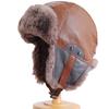 Retro pilot hat men's and women's winter velvet PU leather warm Lei Feng hat Northeast outdoor cycling ear protection hat