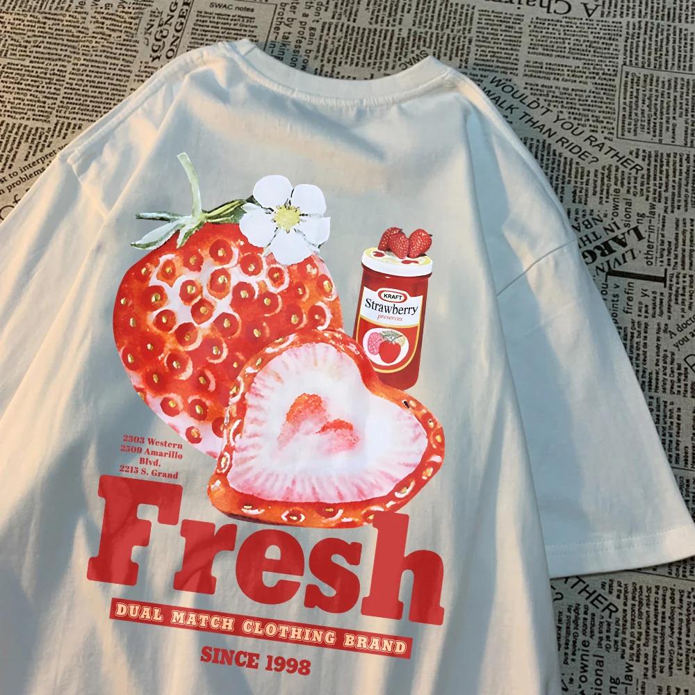 

Літні жіночі футболки Fresh Strawberry 3D Printing Короткий рукав О-подібним вирізом М який повсякденний жіночий одяг Футболки із зображеннями M