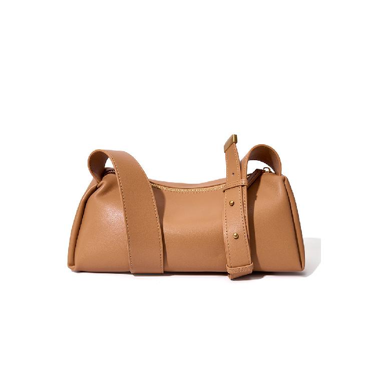 New Bag Pillow Bag Genuine Leather Crossbody Bag Baguette Bag Wide Shoulder Strap High-end Single Shoulder Underarm Bag Soft Leather Women's Bag
