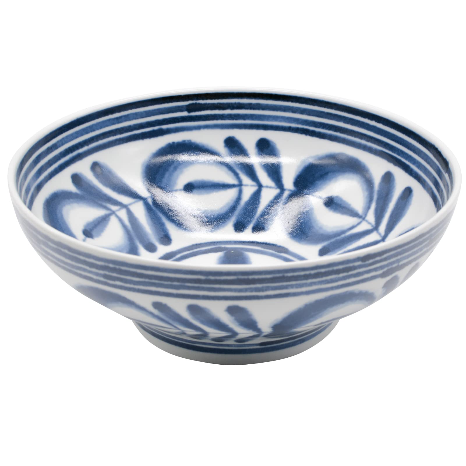 

Hasami Ware Modern Blue Donburi 21cm Seiei Floral Nordic Microwave and Dishwasher Made in Product 73511 Bowl/Salad Bowl/Serving Plate/Deep Plate,