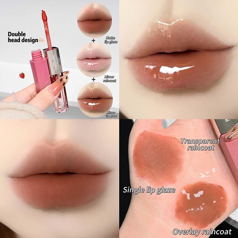 CAPPUVINI Milchnebel Doppelendiges Langanhaltendes Lipgloss-Set: Matt & Spiegel-Finish mit Aufhellungseffekt - Bezahlbare Make-up-Grundlagen.