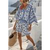 16 European and American summer printed beach blouse vacation casual bikini beach bat sleeve set