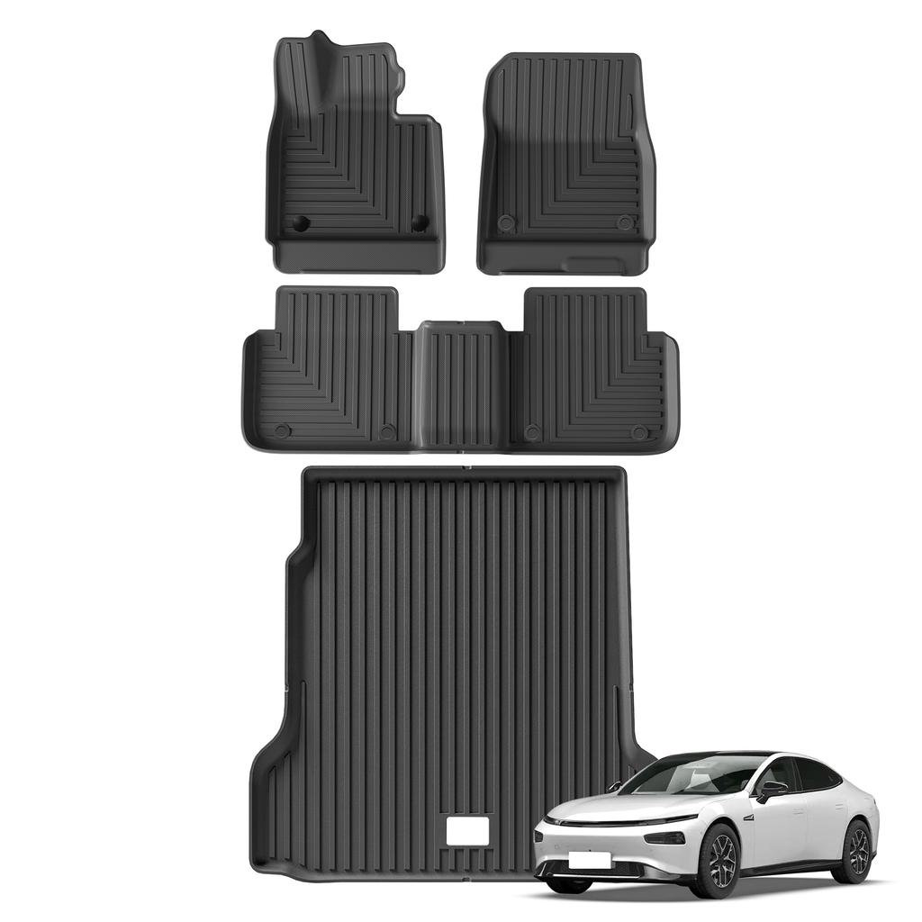 for Xpeng P7/P7i 2022 2023 2024 Car Floor Mats Cargo Liner Trunk Pad TPE 3D Foot Mat Waterproof Odorless Tray BLACK