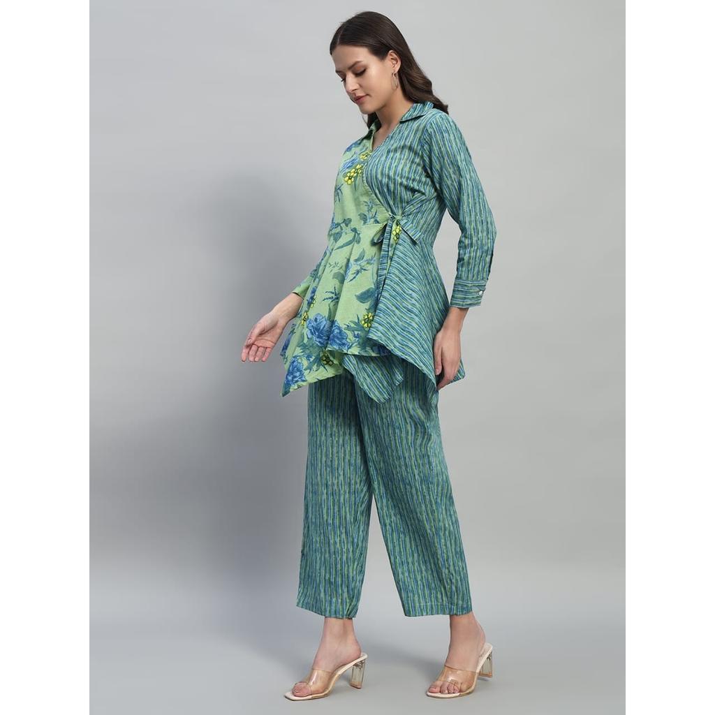 Pure Cotton Summer Casual Wear Kurti Set Indian Bollywood Kurta Pant Cord Set