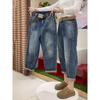 Plus Size Women's High-Waisted Loose Fit Curved Jeans for Pear-Shaped Body – Autumn Slim Nine-Point Dad Pants