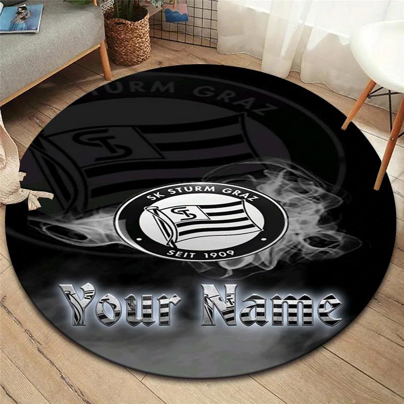 Sk Sturm Graz Crest Custom Name Round Area Rug Carpet Rug For Living Room Bedroom Sofa Playroom Decor Nonslip Floor Mat