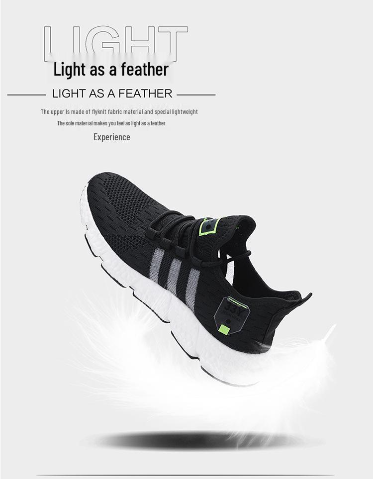 Seventeen-Color Versatile Plus Size Men's Flyknit Sneakers with Breathable Mesh and Popcorn Sole