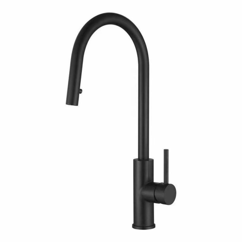 304 Stainless Steel Pull Down Kitchen Faucet With Sprayer Single Handle Cold And Hot Dual Control 2-function Black Sink Tap