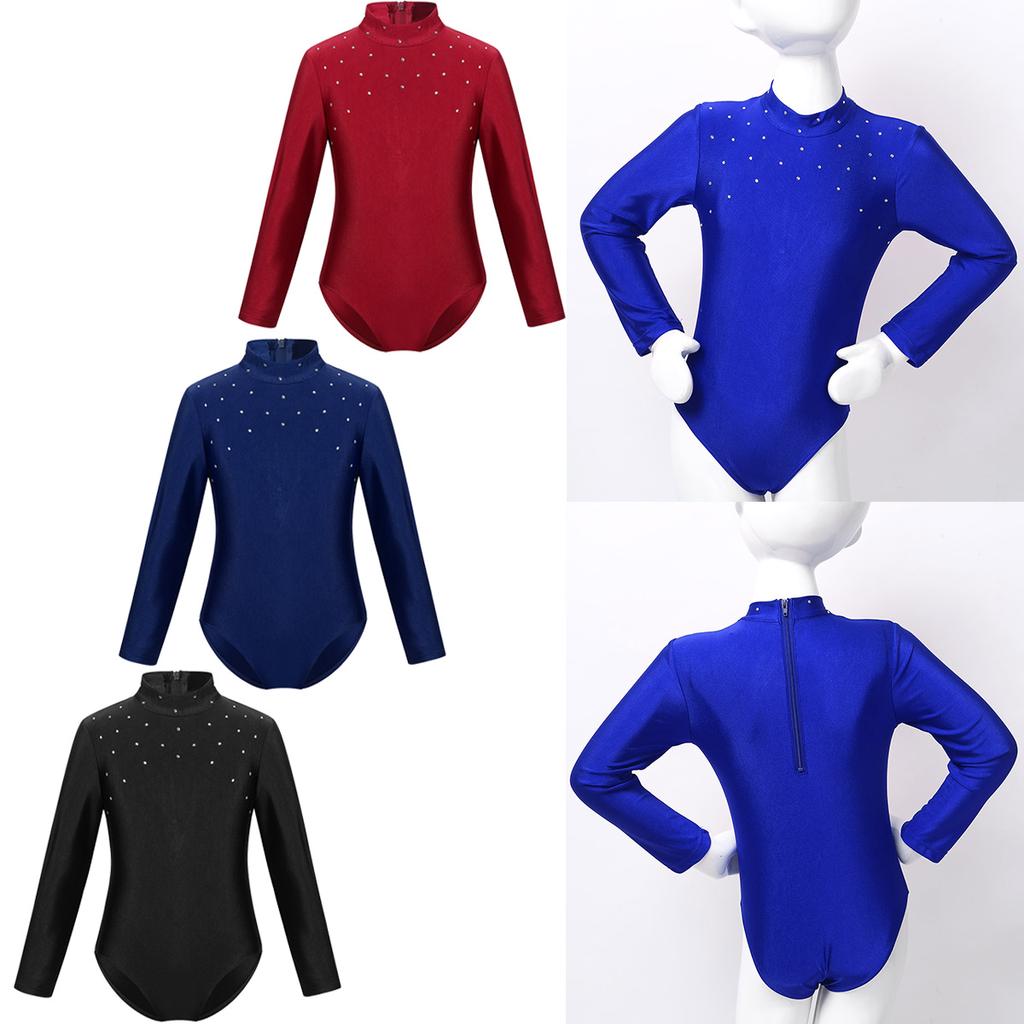 Kids Girls Ballet Dance Leotard Lace Turtle Neck Open Back Gymnastics Jumpsuit - Foto 2