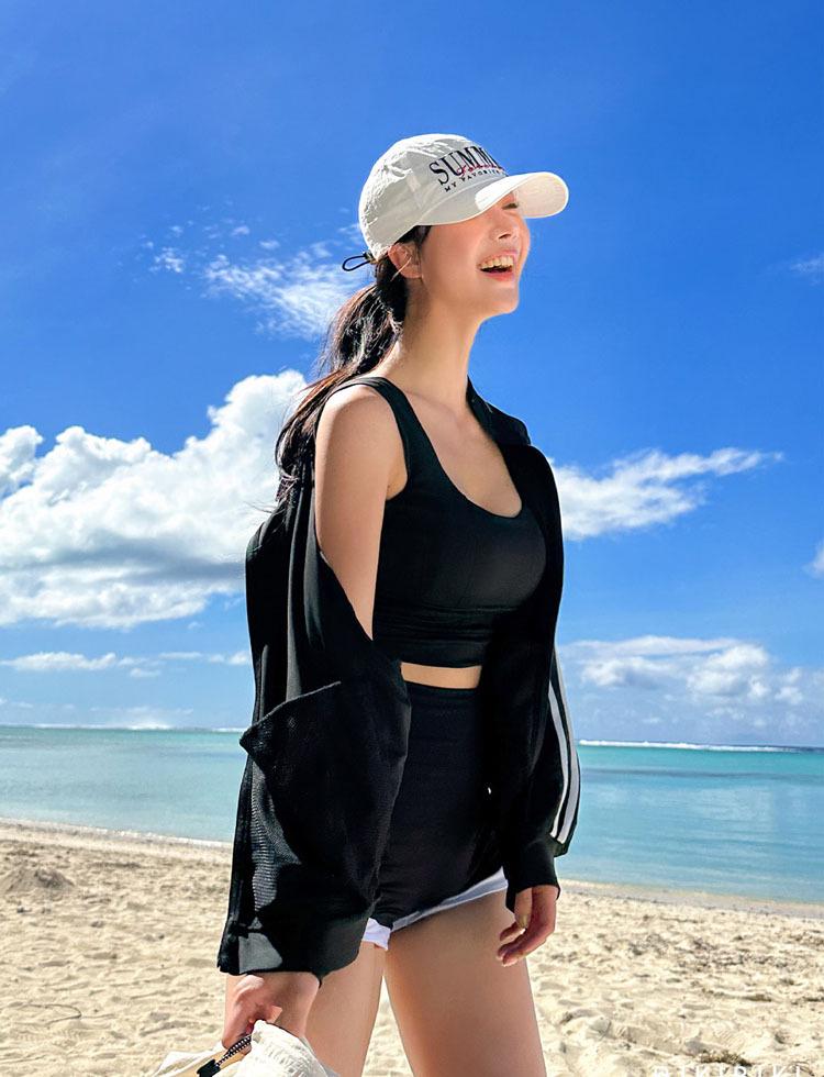 Korean Women's Sporty Long-Sleeve Bikini Set - Pure Desire Hot Spring Conservative Swimwear