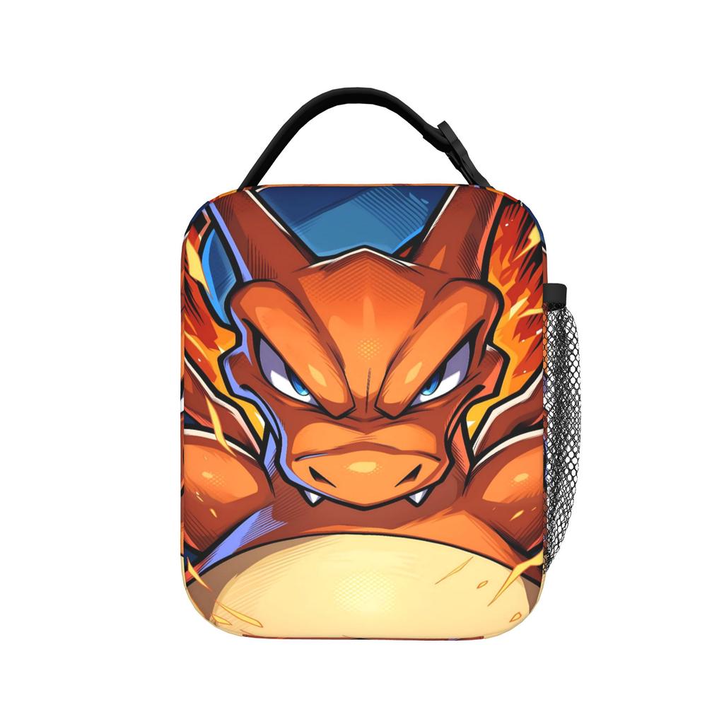 Charizard Simple Face Anime Lunch Bag For Child Print Outdoor Picnic Lunch Box Casual Convenient Oxford Cooler Bag
