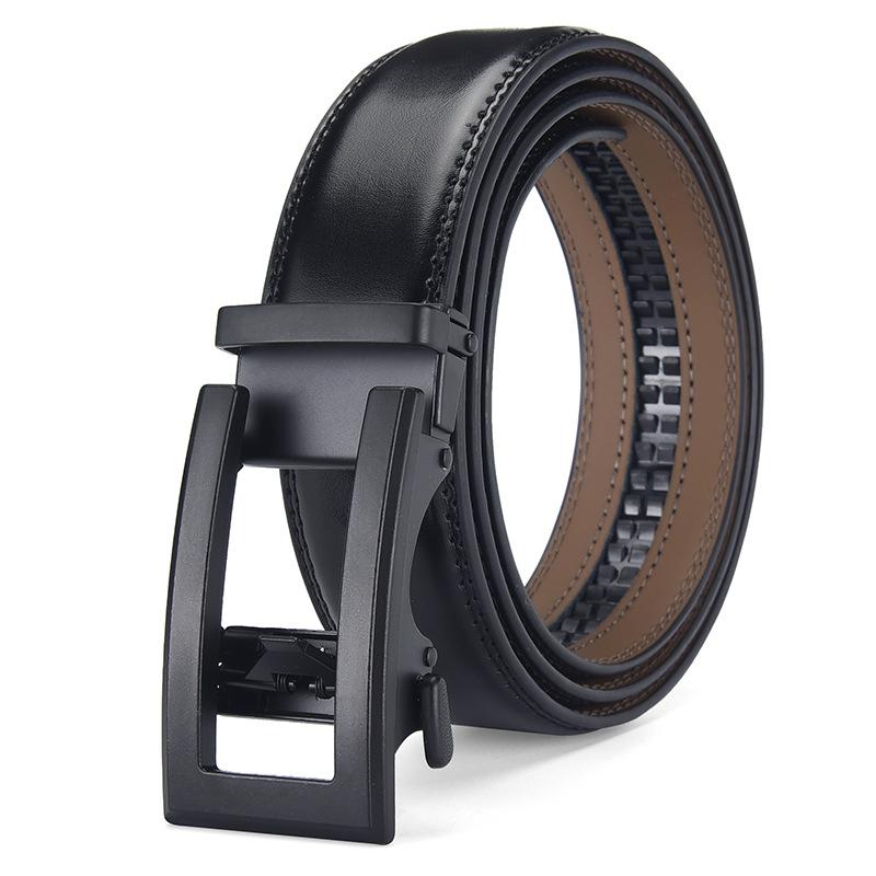 Belt Men'S Leather Alloy Automatic Buckle Two-Layer Cowhide Business Waist Seal Leather Belt Men'S Belt