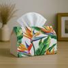 1pc Party Tissue Box, Tropical Botanical Design, Versatile Tissue Holder, Vibrant Bird of Paradise Leaf, Supplies for Outdoor Gatherings, Daily Deskto