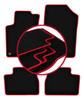 Alfombrillas de terciopelo con borde rojo para: Peugeot 207 SW, familiar, hatchback (2006-2012)