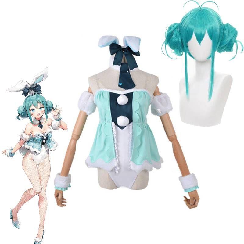 Hatsune Miku White Rabbit Girl Silky Cosplay Costume For Anime Stage Performance