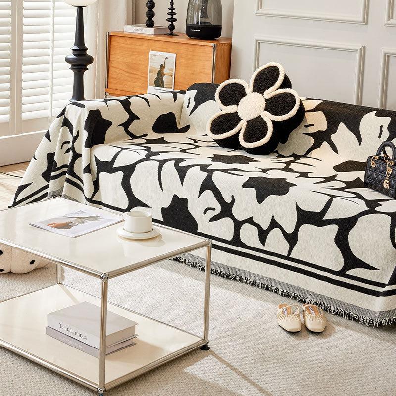 Flower Chenille Couch Towel Four Season Universal L Shape Sofa Cover Living Room Dust Proof Seat Cushion Slipcover Blanket Home